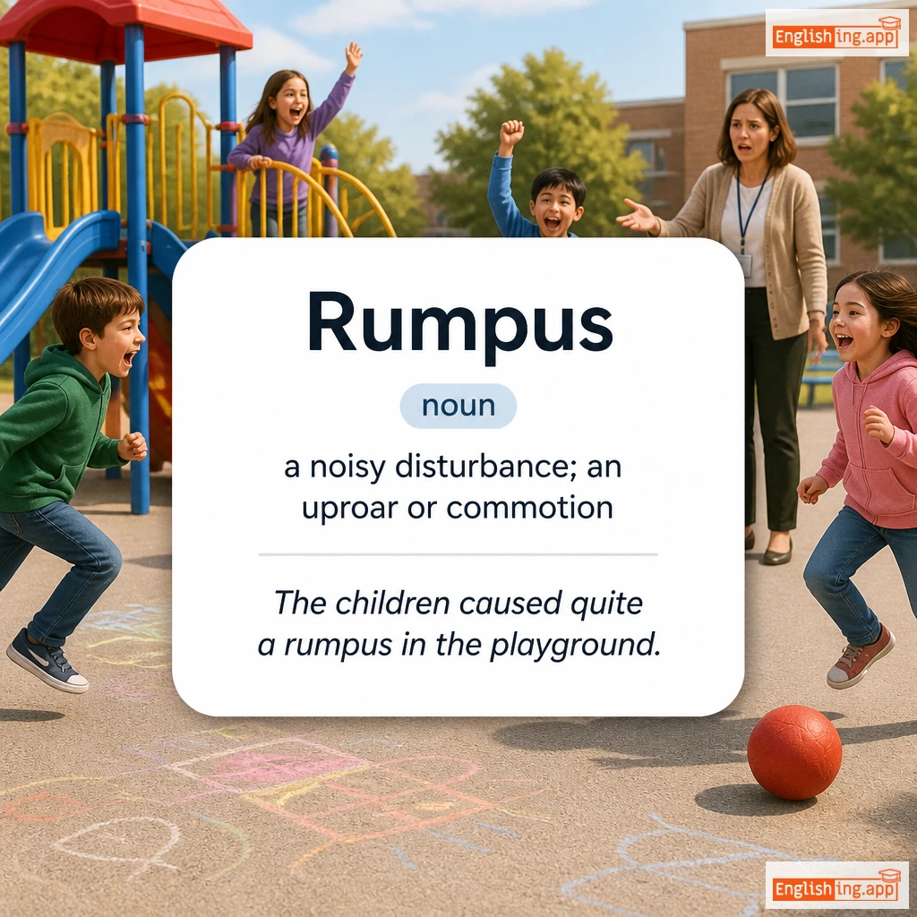 Rumpus definition card — visual illustration of the meaning