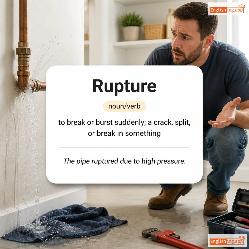 Rupture definition card — visual illustration of the meaning