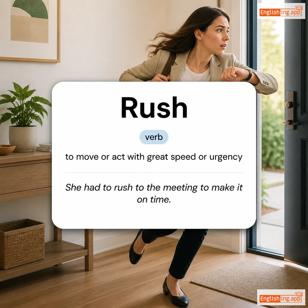 Rush definition card — visual illustration of the meaning