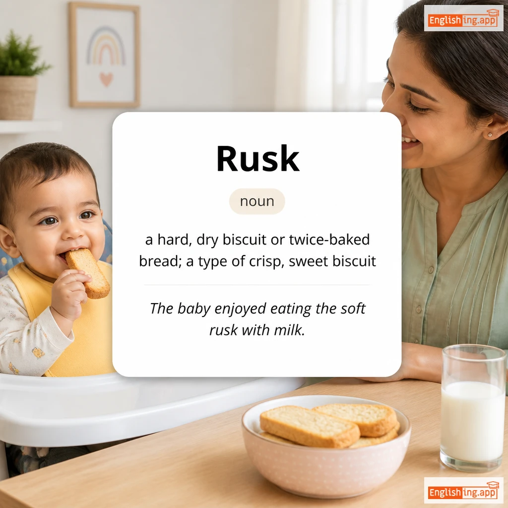 Rusk definition card — visual illustration of the meaning