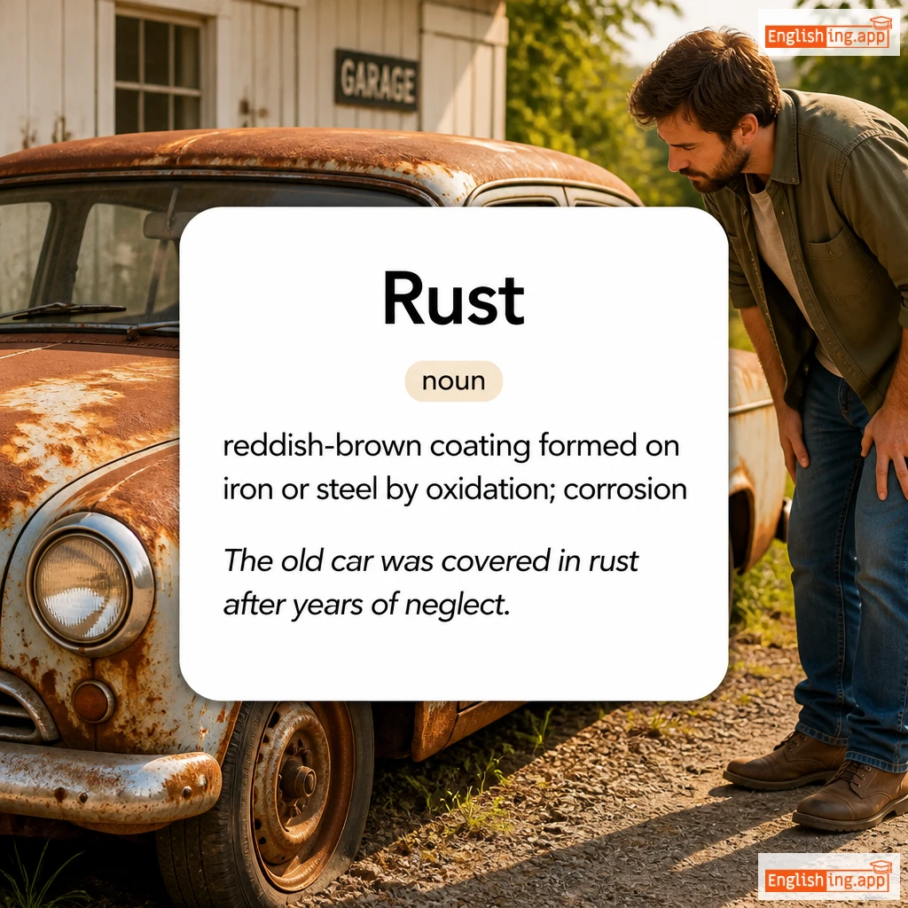 Rust definition card — visual illustration of the meaning