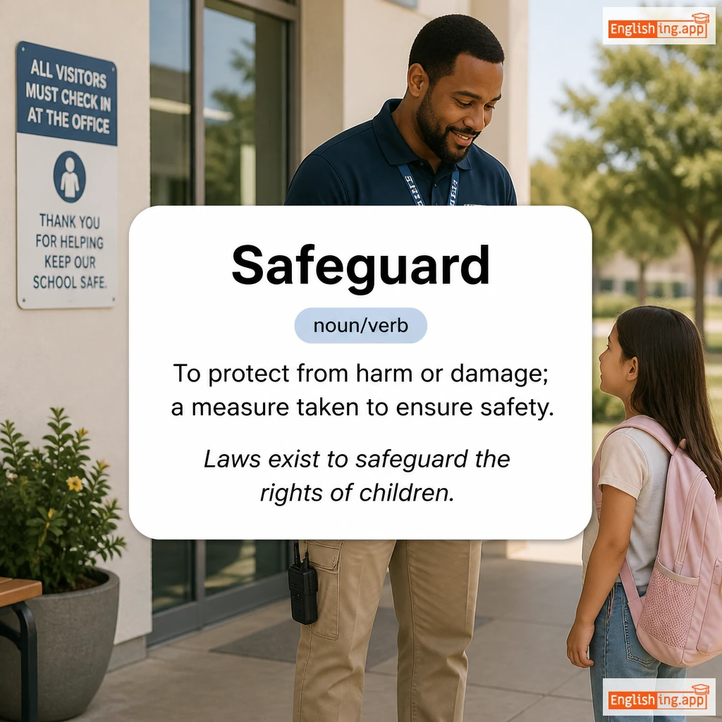 Safeguard definition card — visual illustration of the meaning
