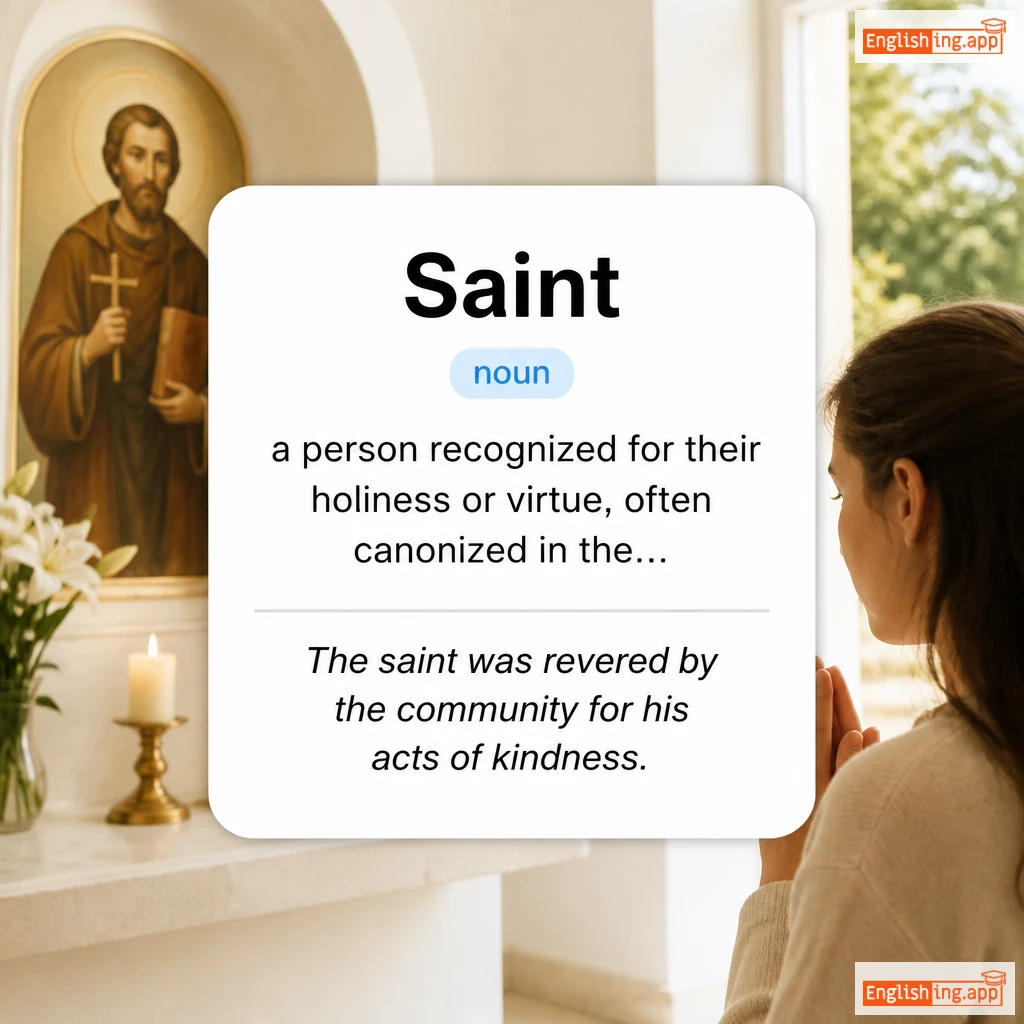 Saint definition card — visual illustration of the meaning