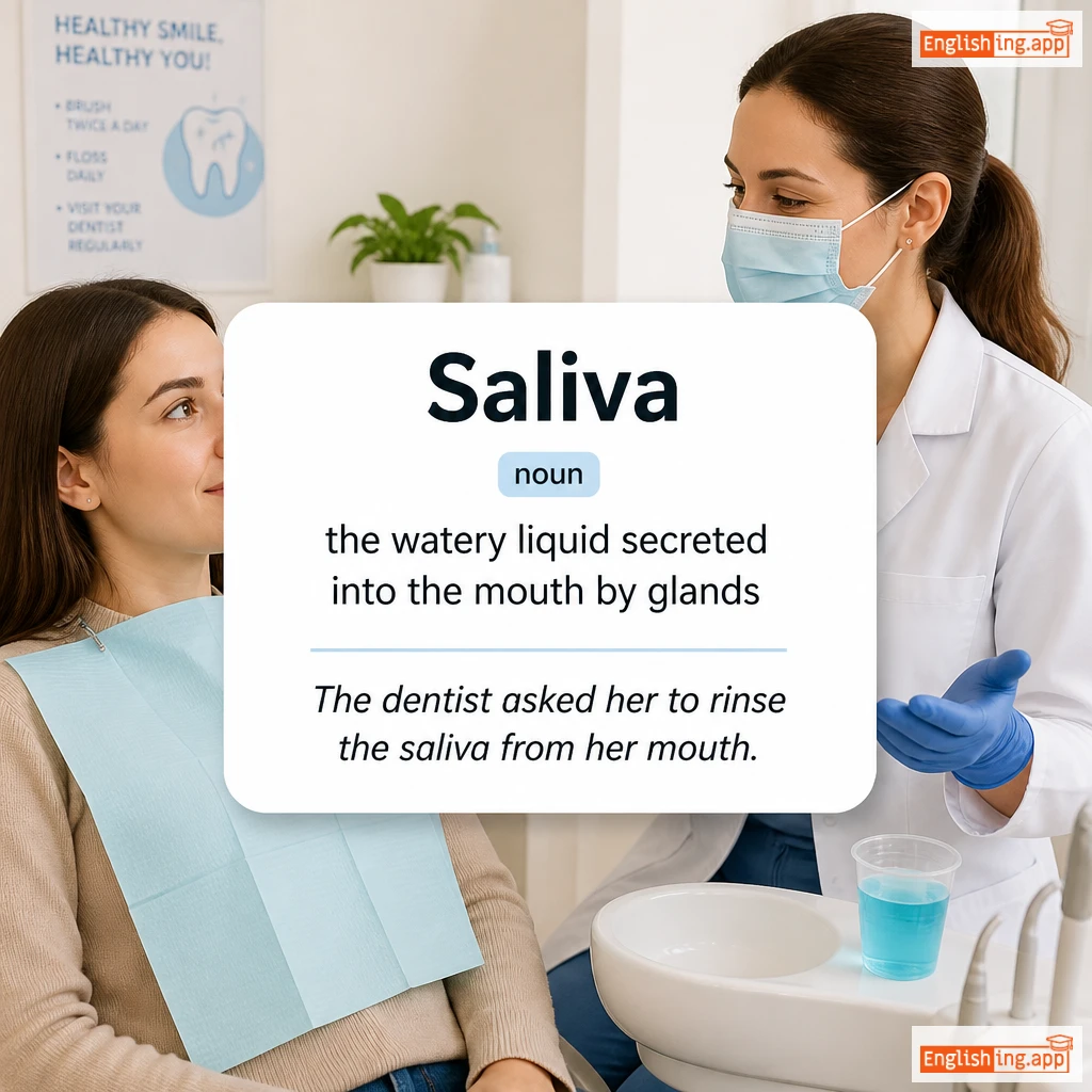 Saliva definition card — visual illustration of the meaning