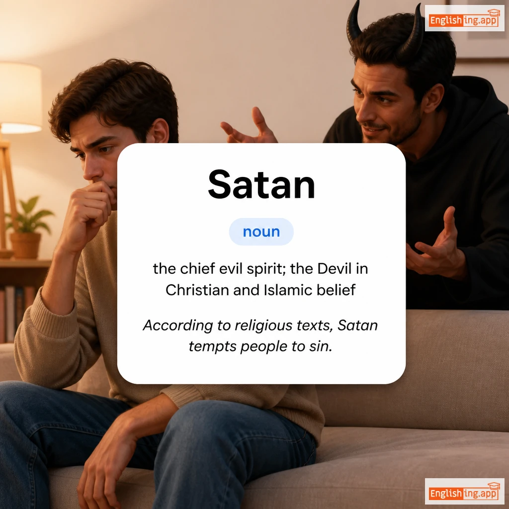 Satan definition card — visual illustration of the meaning