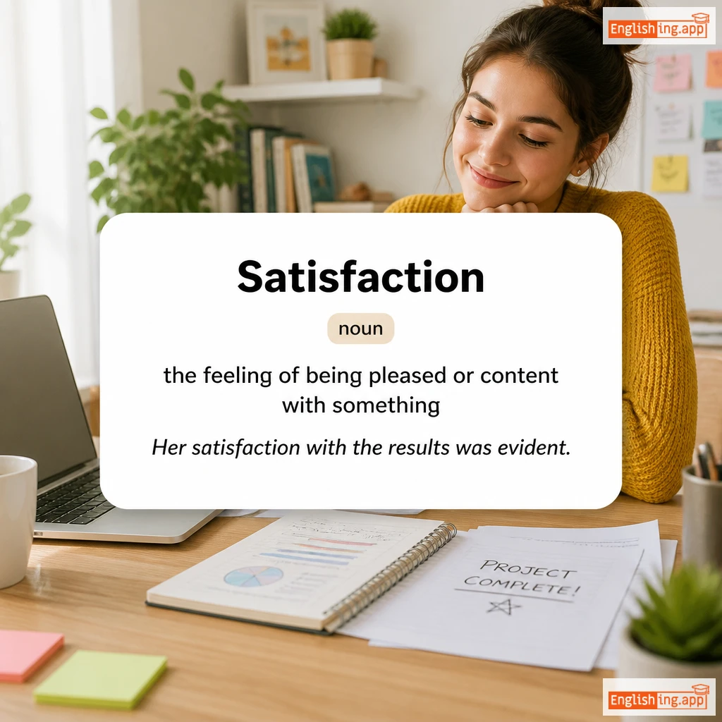 Satisfaction definition card — visual illustration of the meaning