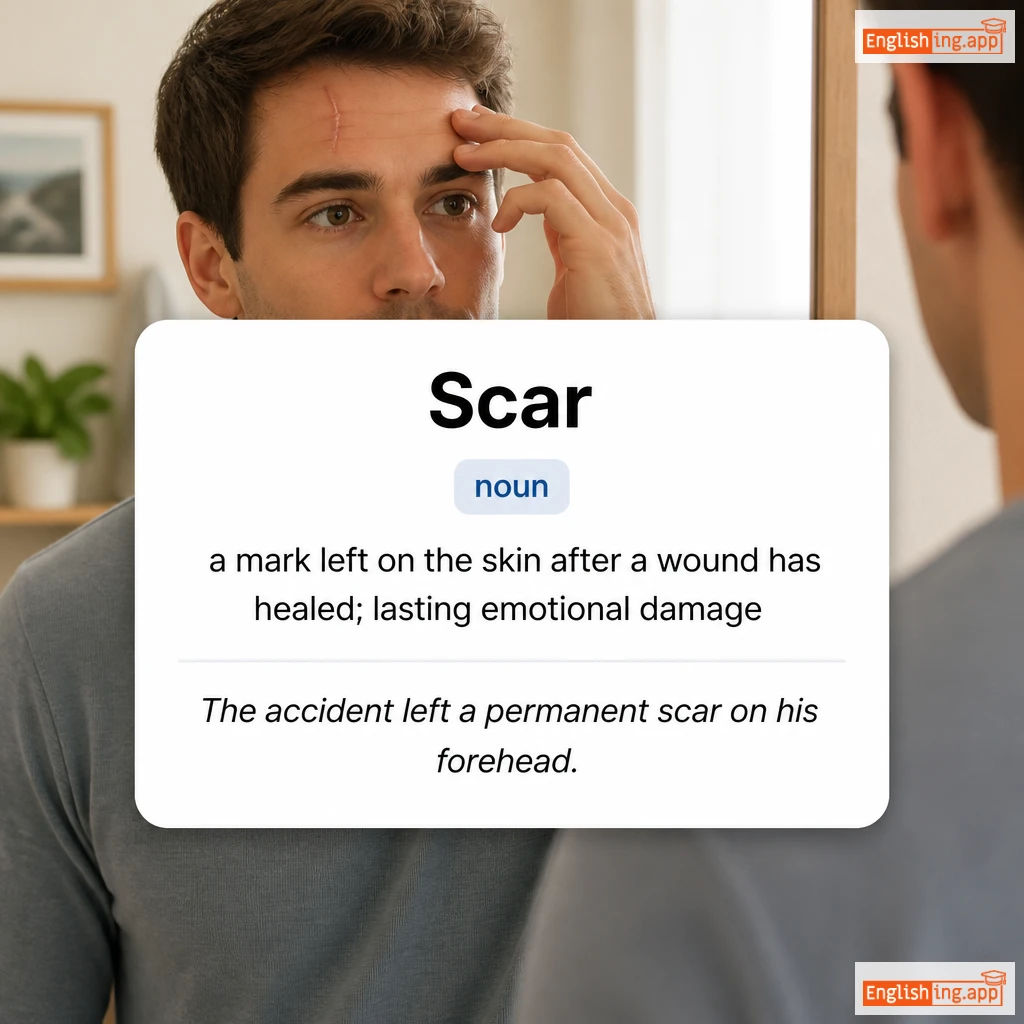 Scar definition card — visual illustration of the meaning