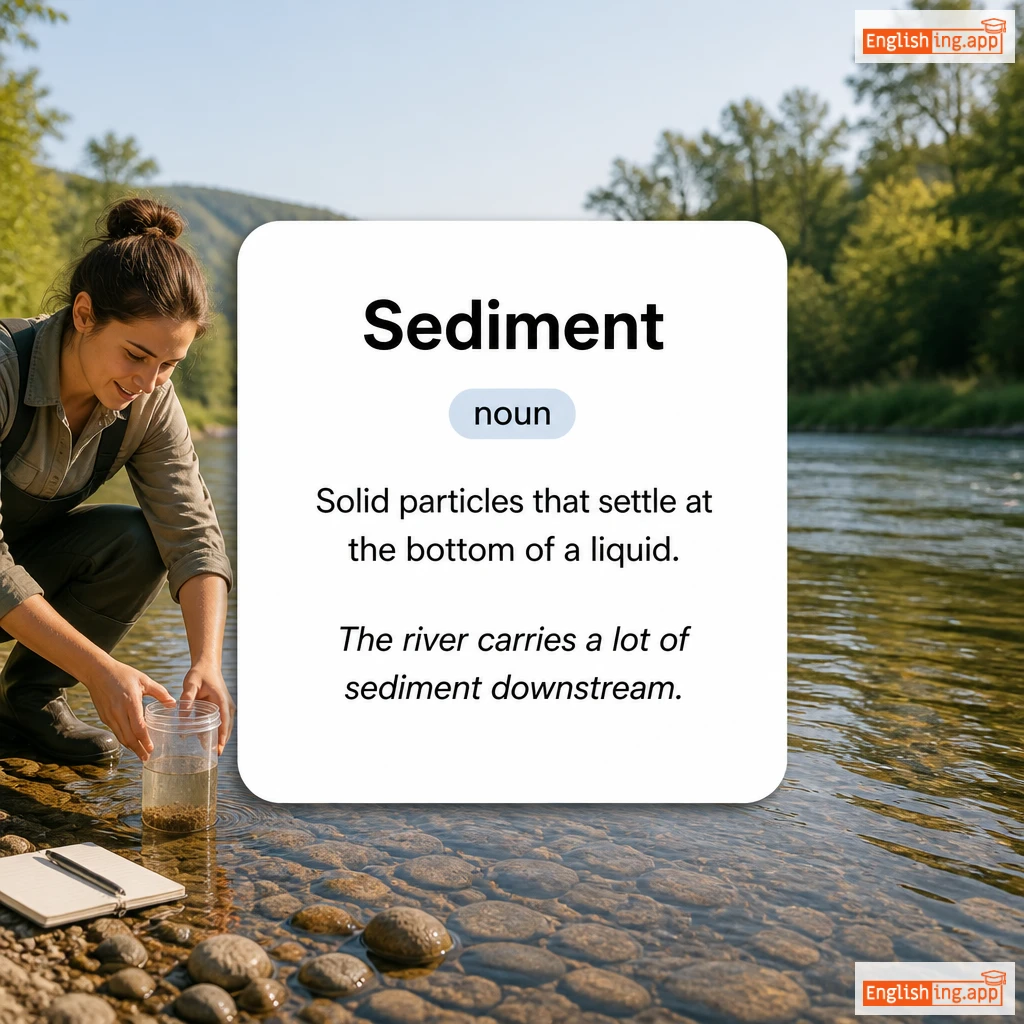 Sediment definition card — visual illustration of the meaning