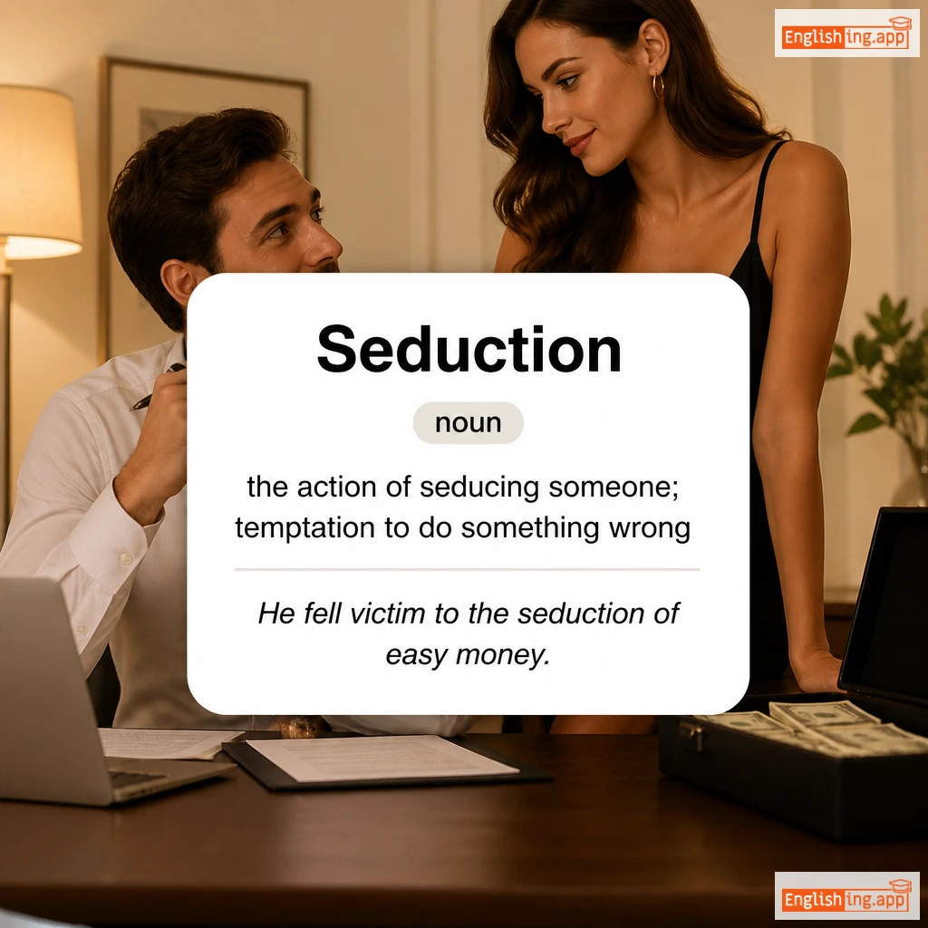 Seduction definition card — visual illustration of the meaning