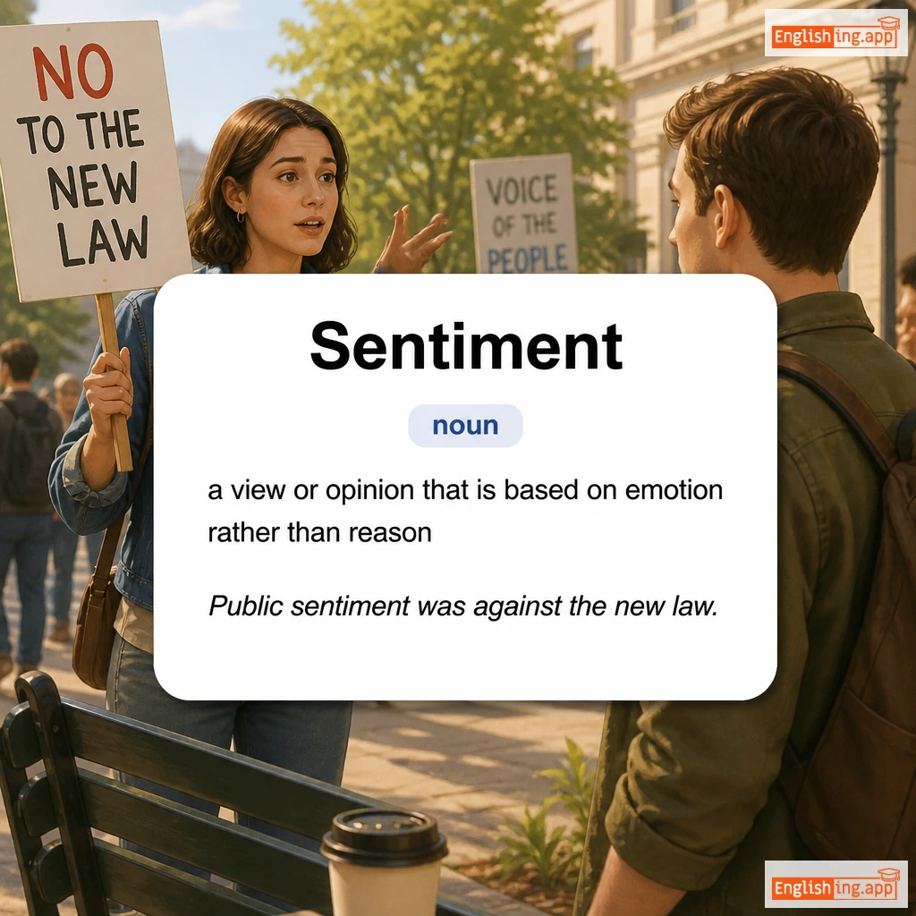 Sentiment definition card — visual illustration of the meaning