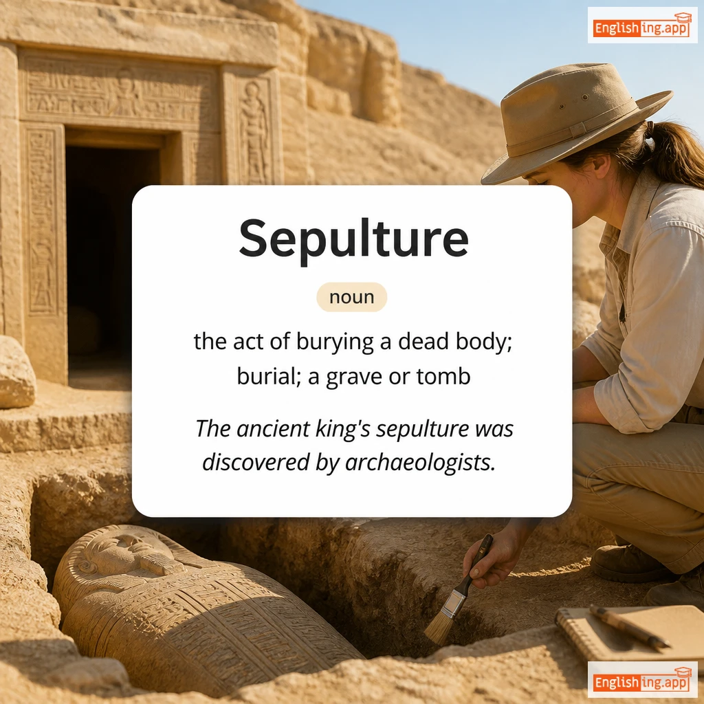 Sepulture definition card — visual illustration of the meaning