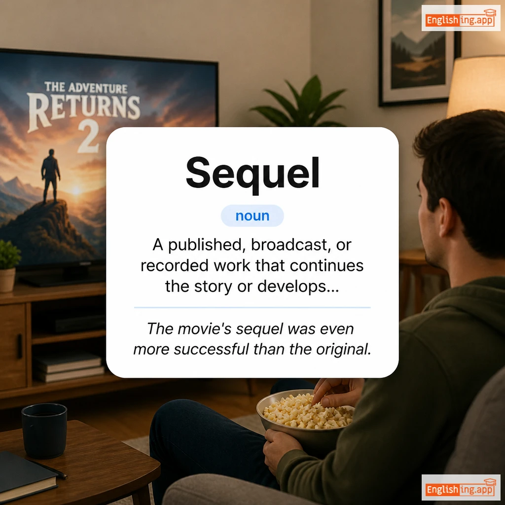 Sequel definition card — visual illustration of the meaning