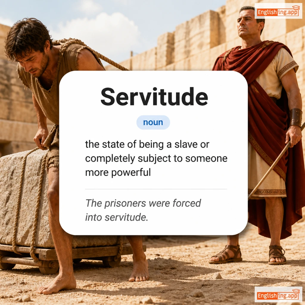 Servitude definition card — visual illustration of the meaning