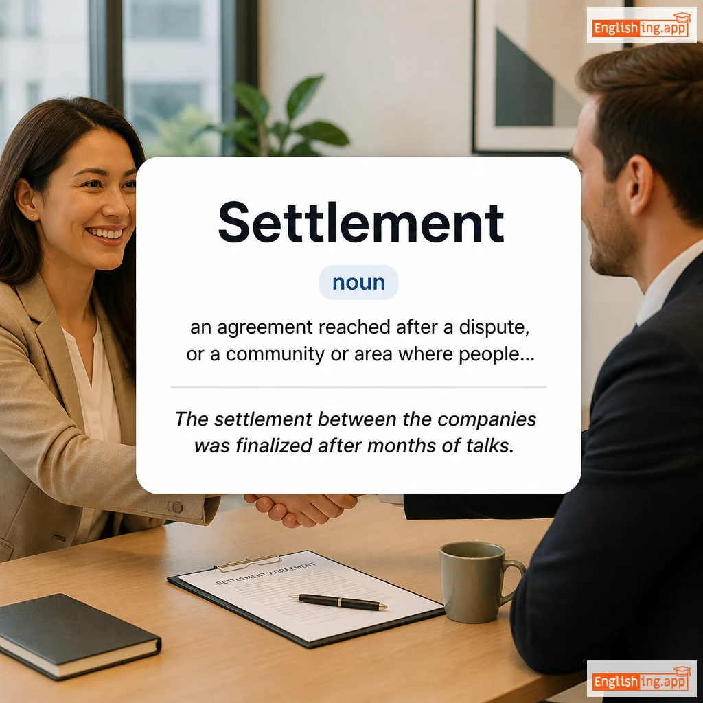 Settlement definition card — visual illustration of the meaning