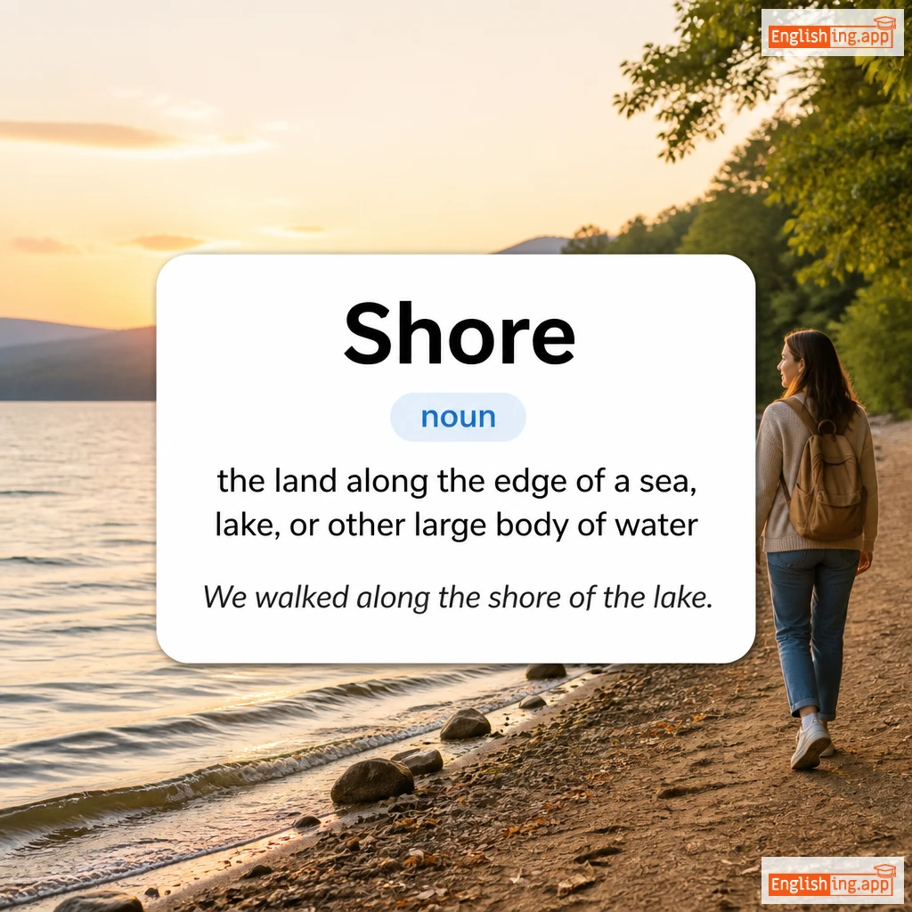 Shore definition card — visual illustration of the meaning