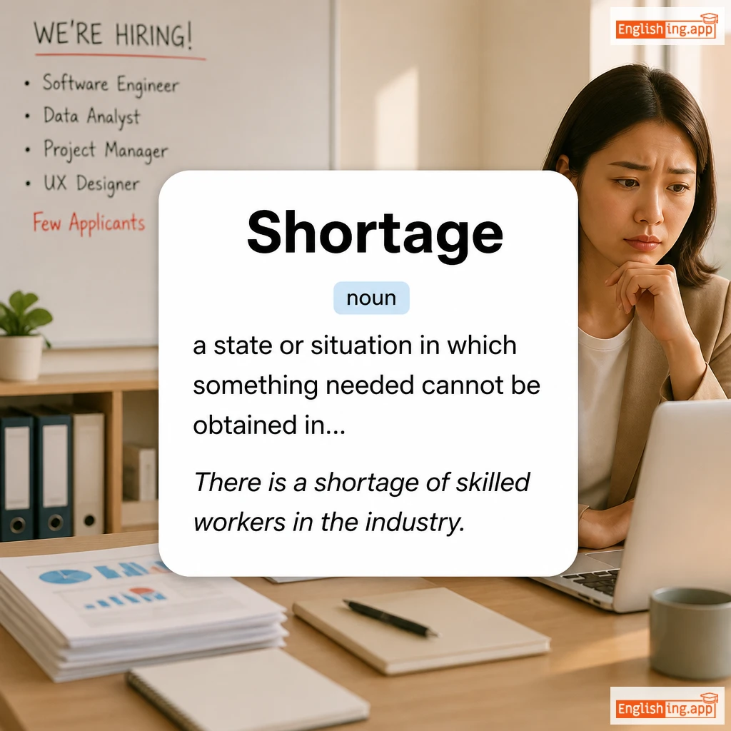 Shortage definition card — visual illustration of the meaning