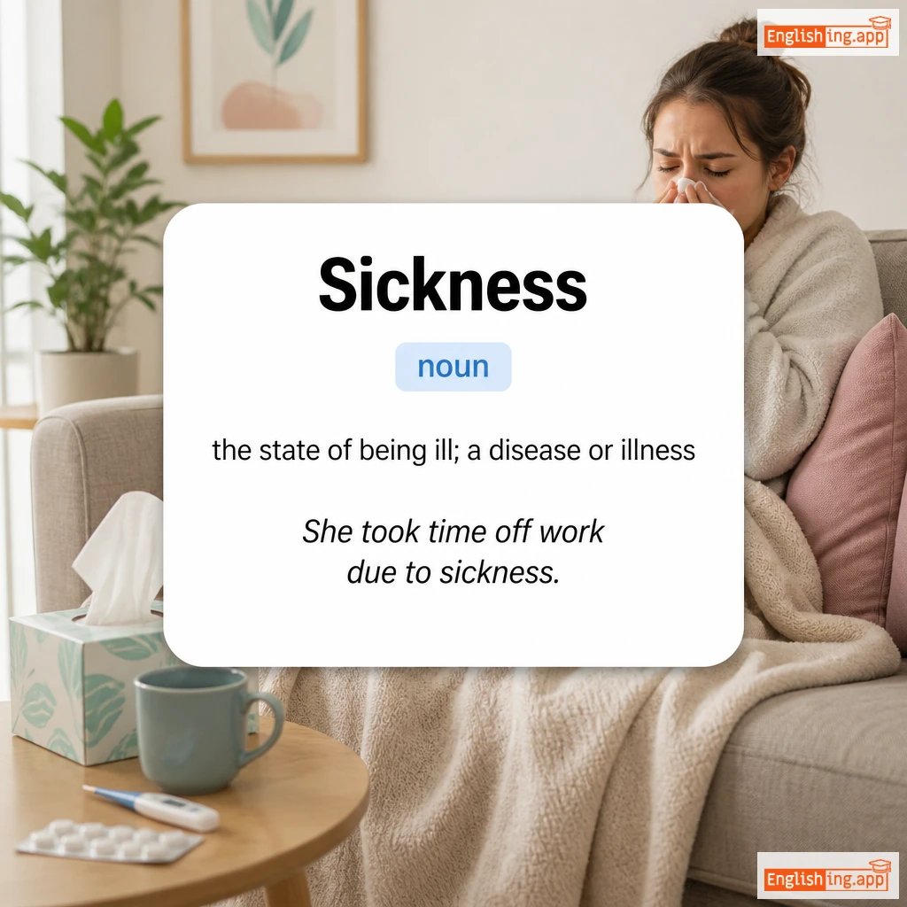 Sickness definition card — visual illustration of the meaning