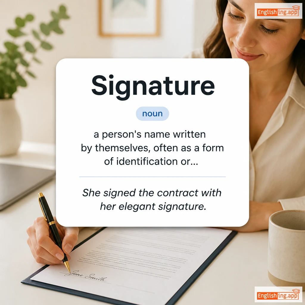 Signature definition card — visual illustration of the meaning
