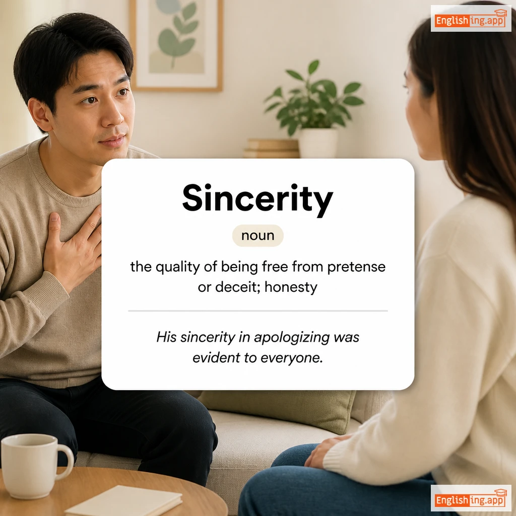 Sincerity definition card — visual illustration of the meaning