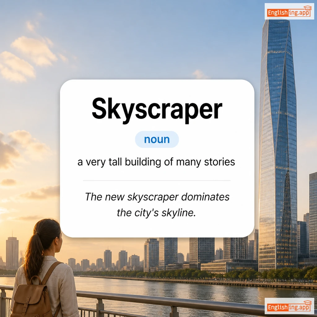 Skyscraper definition card — visual illustration of the meaning