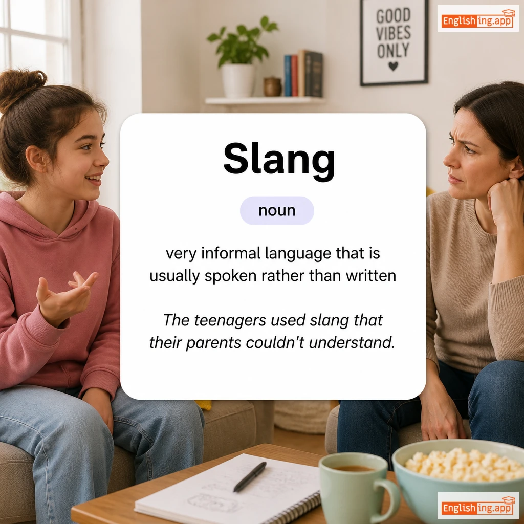 Slang definition card — visual illustration of the meaning