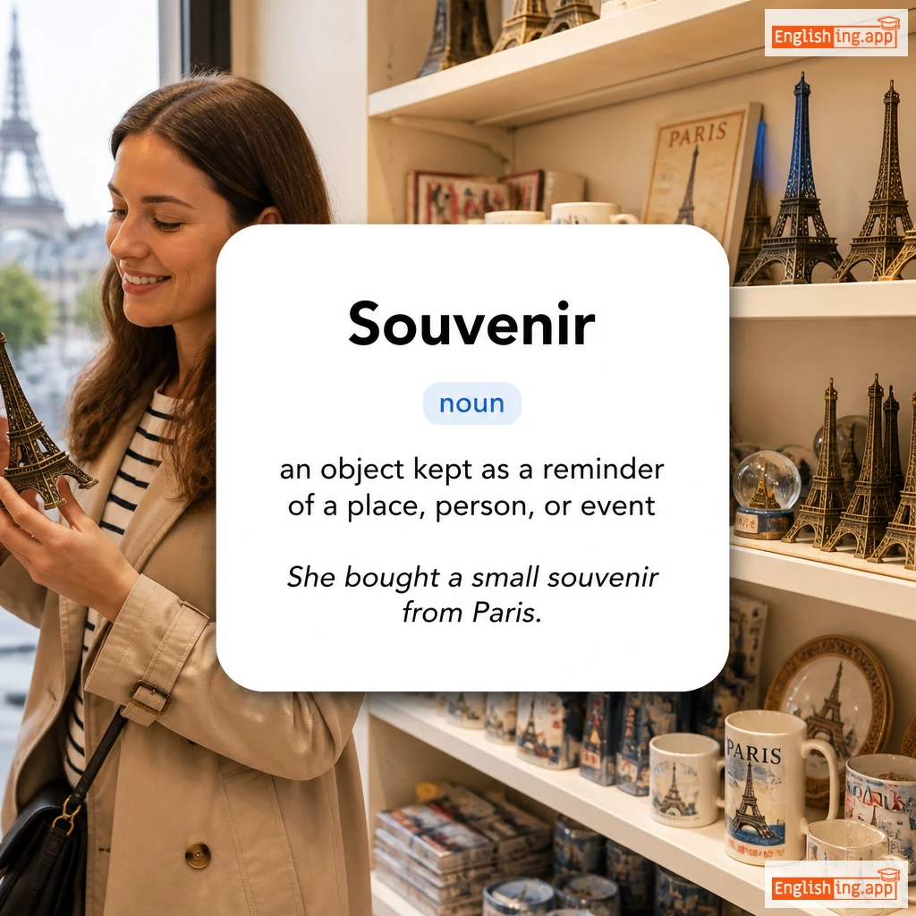 Souvenir definition card — visual illustration of the meaning