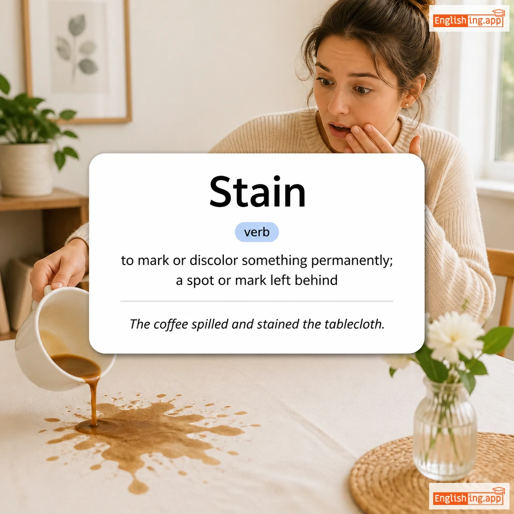 Stain definition card — visual illustration of the meaning