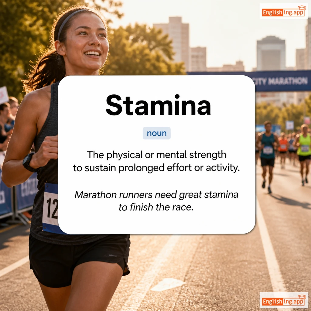 Stamina definition card — visual illustration of the meaning