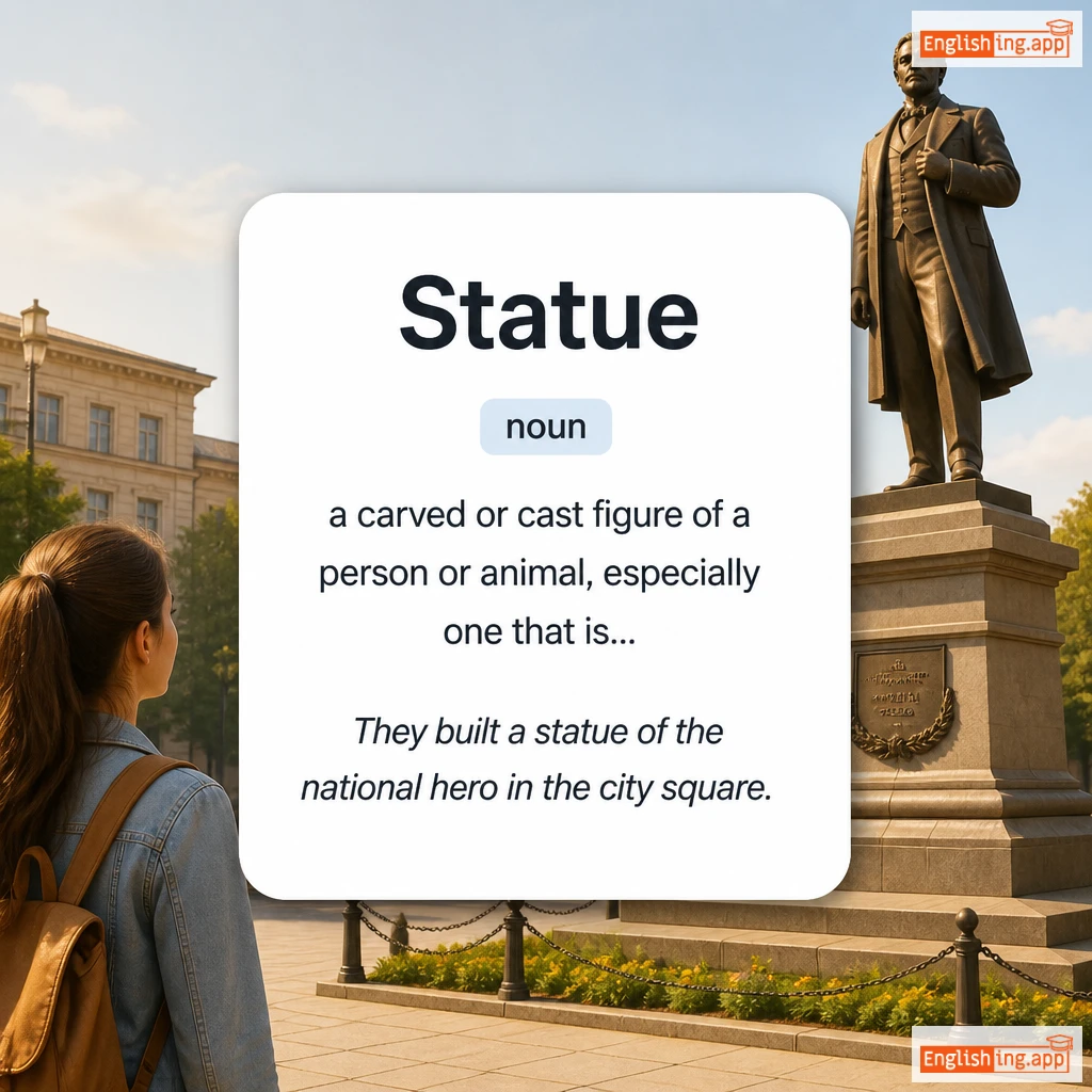 Statue definition card — visual illustration of the meaning