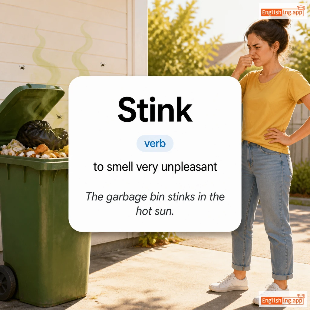 Stink definition card — visual illustration of the meaning