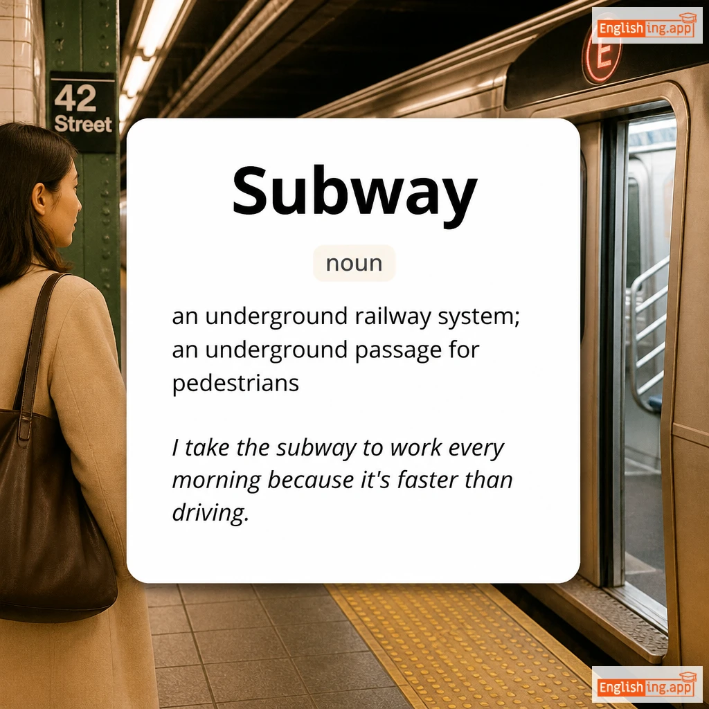 Subway definition card — visual illustration of the meaning
