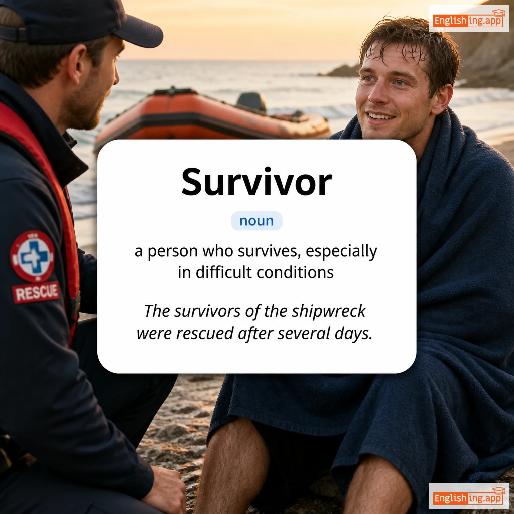 Survivor definition card — visual illustration of the meaning