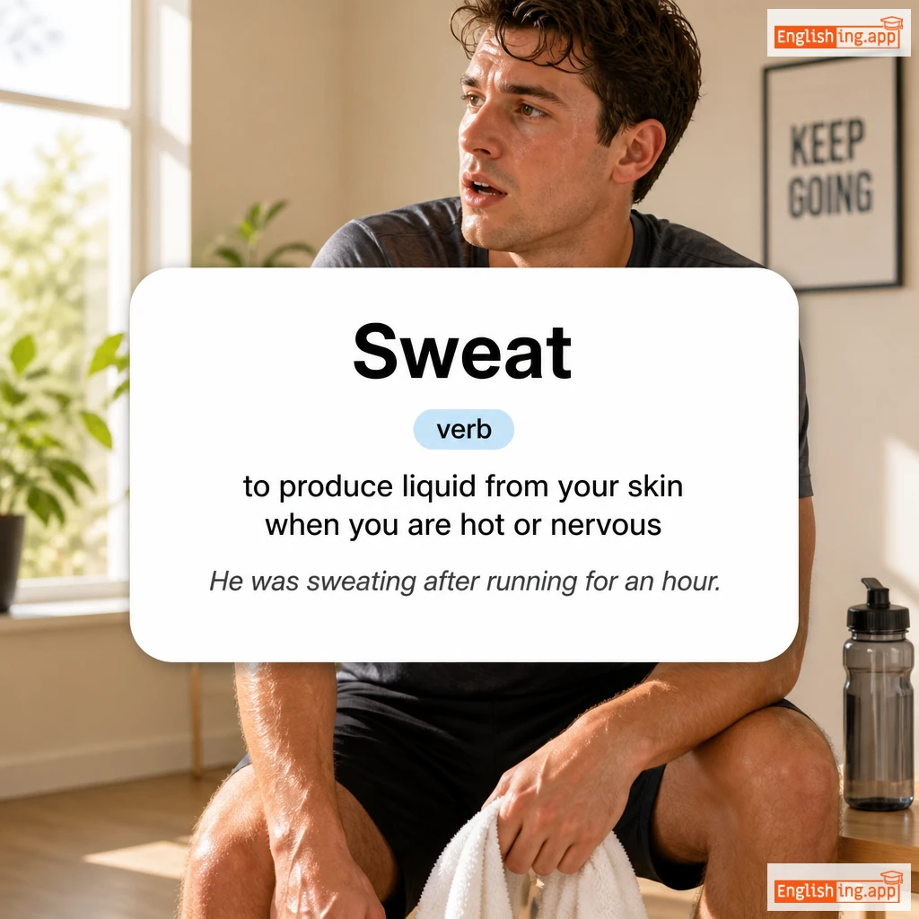 Sweat definition card — visual illustration of the meaning