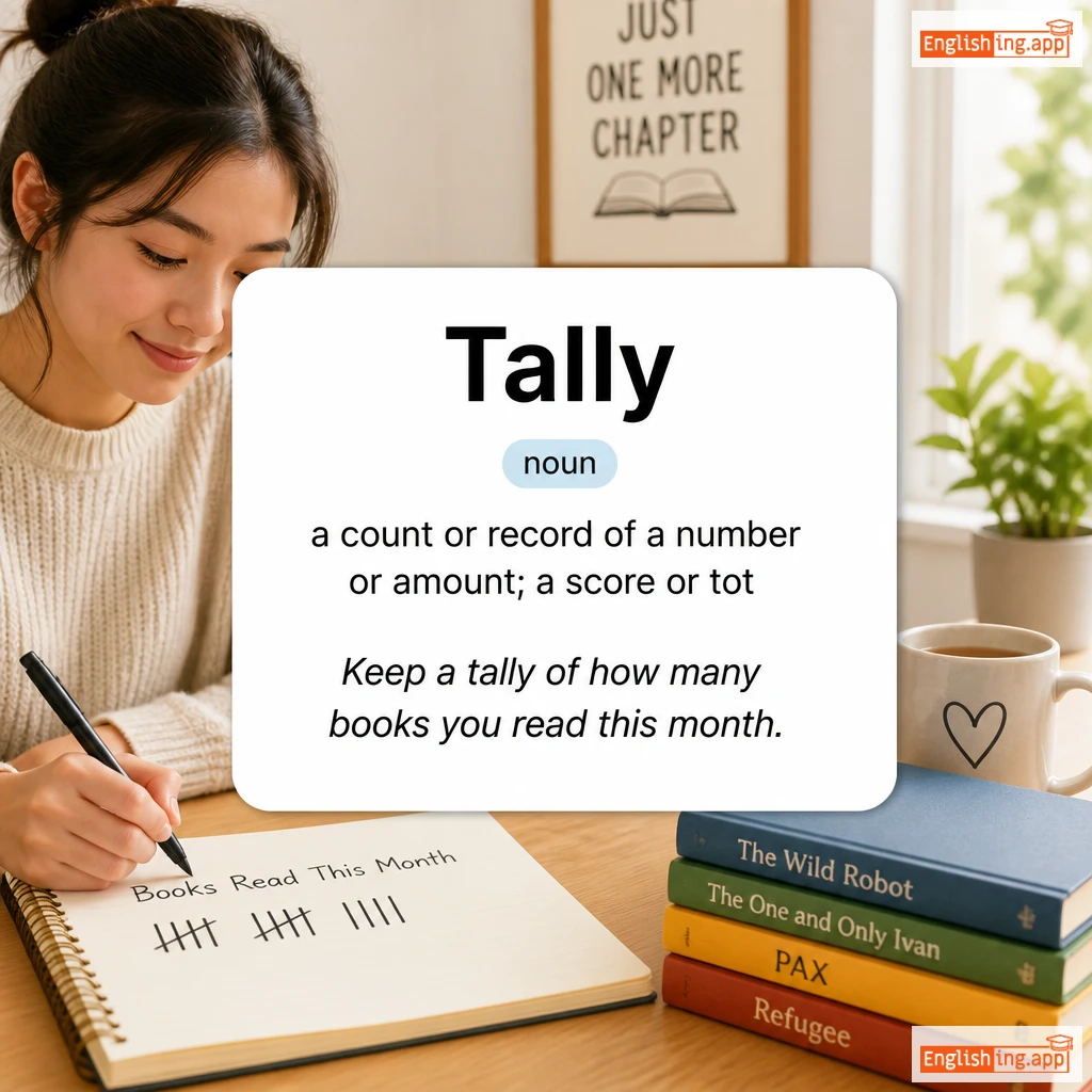 Tally definition card — visual illustration of the meaning