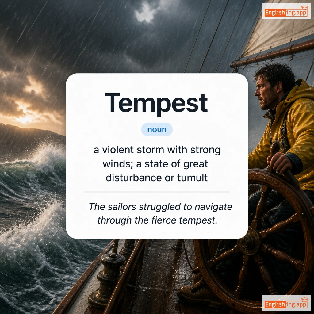 Tempest definition card — visual illustration of the meaning