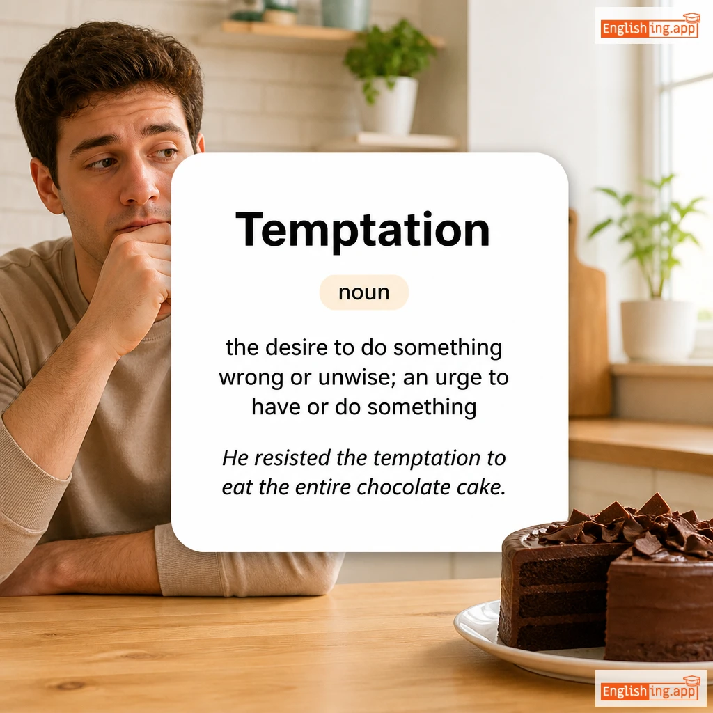 Temptation definition card — visual illustration of the meaning