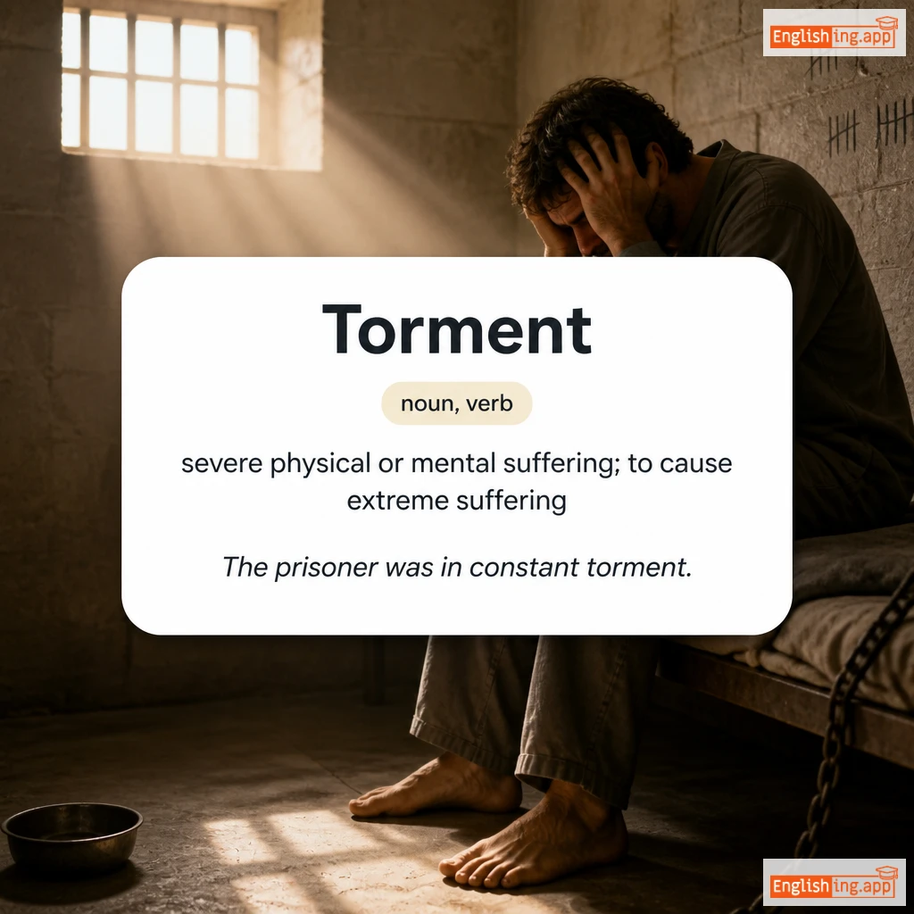 Torment definition card — visual illustration of the meaning