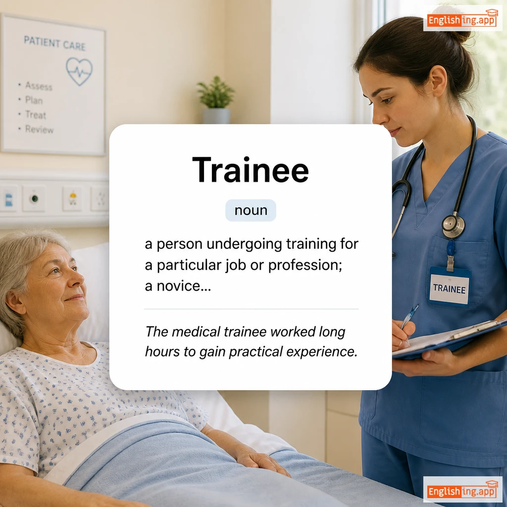 Trainee definition card — visual illustration of the meaning