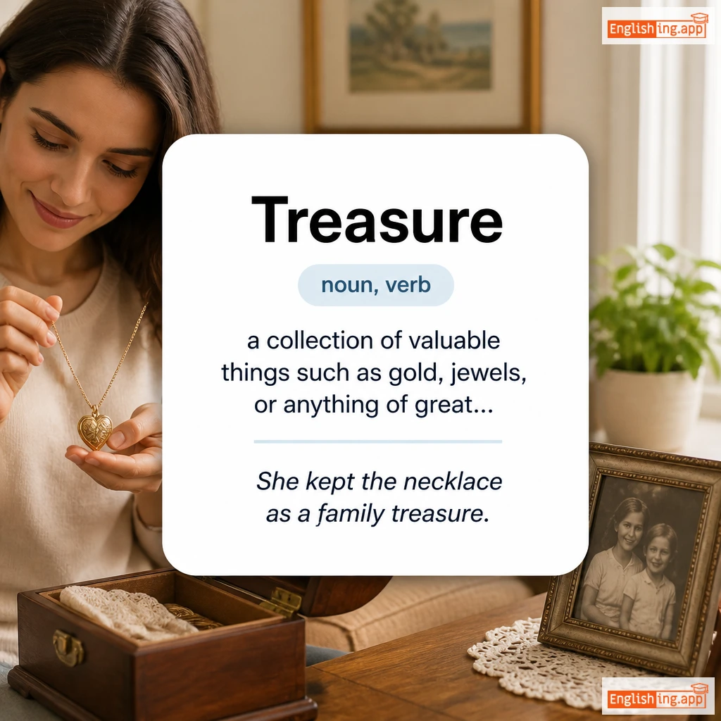 Treasure definition card — visual illustration of the meaning