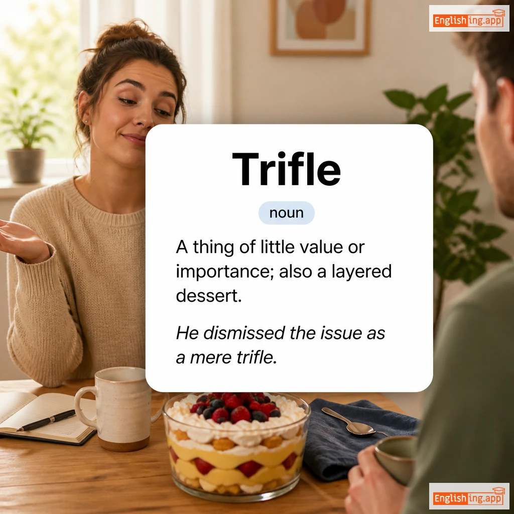 Trifle definition card — visual illustration of the meaning