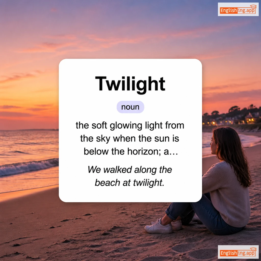 Twilight definition card — visual illustration of the meaning