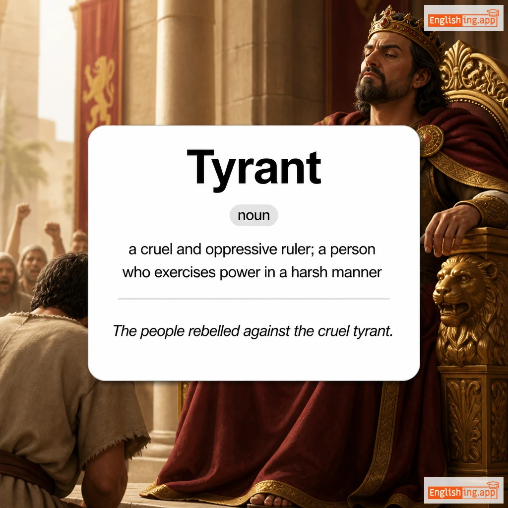 Tyrant definition card — visual illustration of the meaning