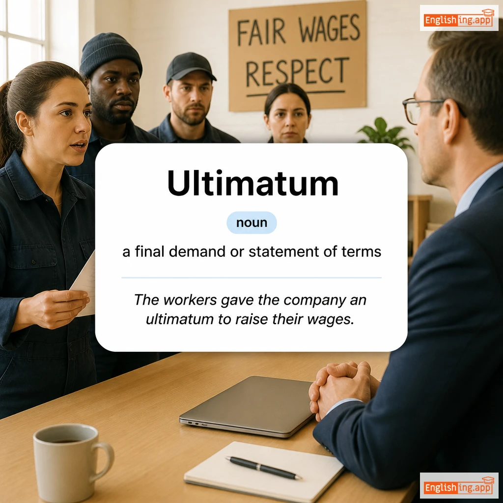 Ultimatum definition card — visual illustration of the meaning