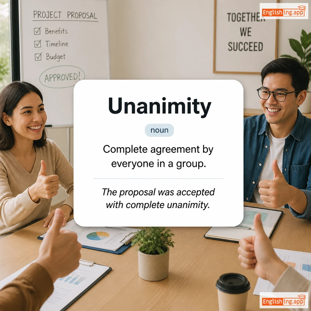 Unanimity definition card — visual illustration of the meaning
