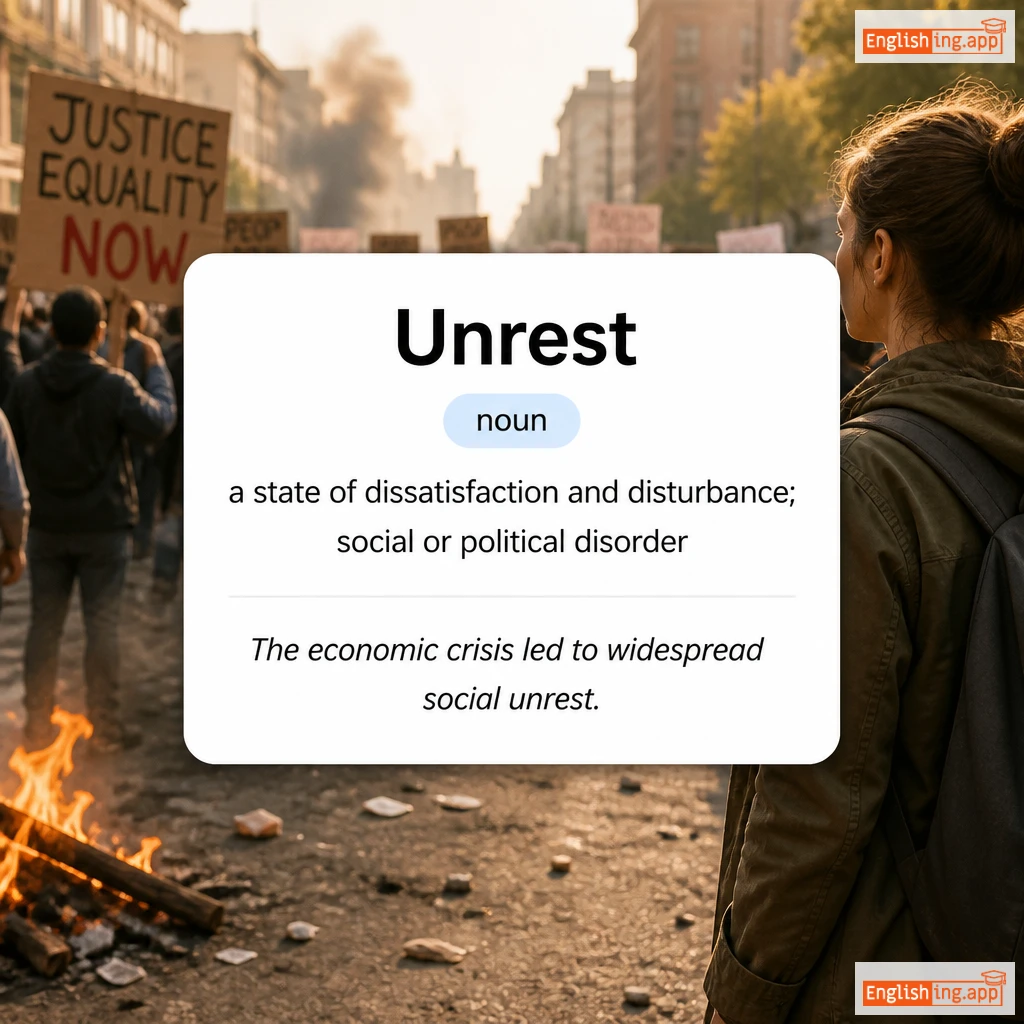 Unrest definition card — visual illustration of the meaning