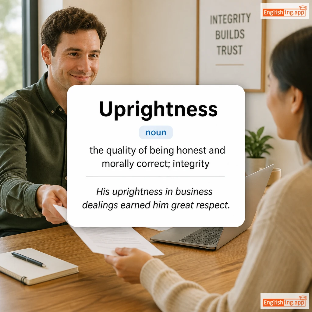 Uprightness definition card — visual illustration of the meaning