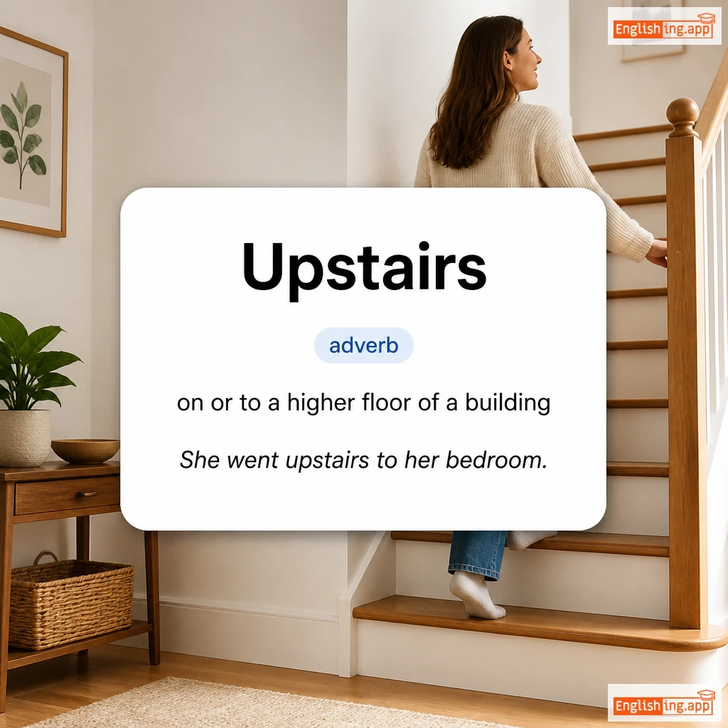 Upstairs definition card — visual illustration of the meaning