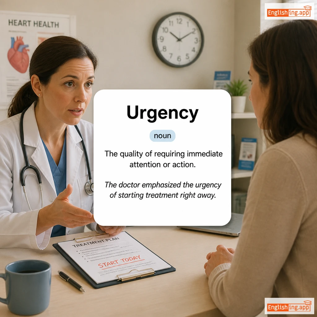 Urgency definition card — visual illustration of the meaning