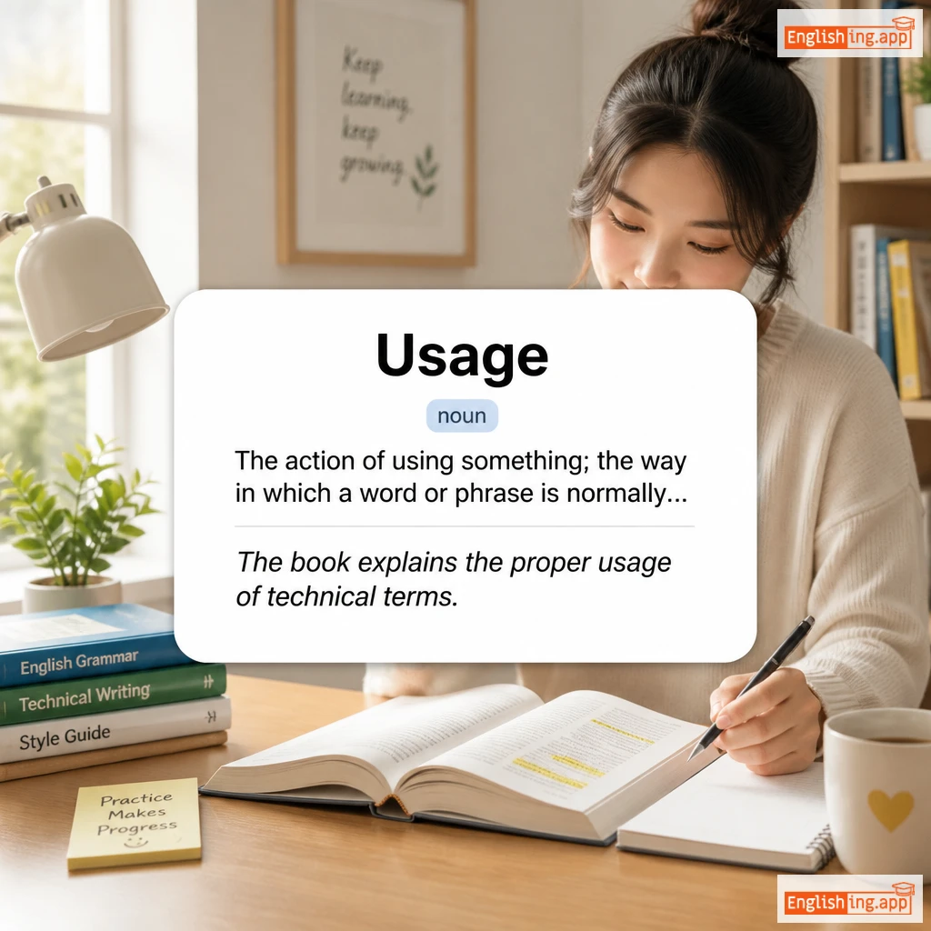 Usage definition card — visual illustration of the meaning