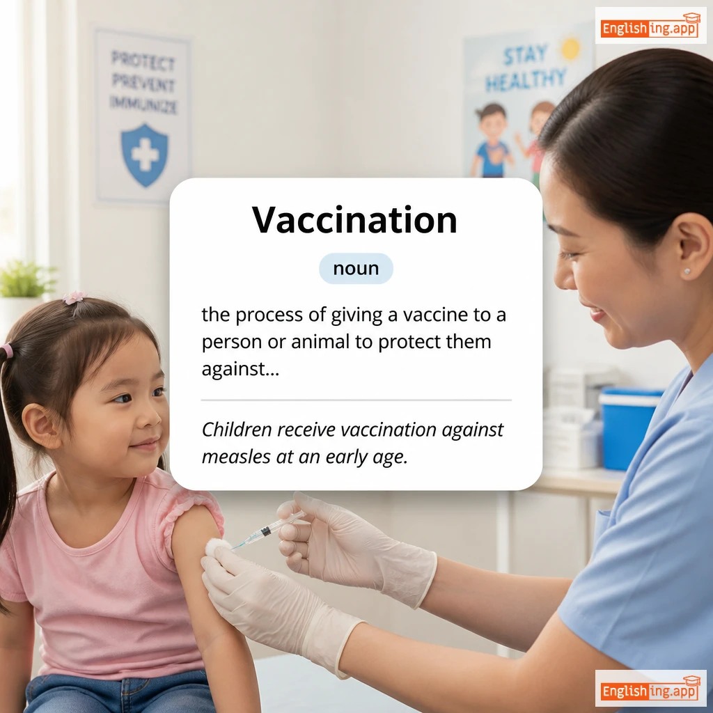 Vaccination definition card — visual illustration of the meaning